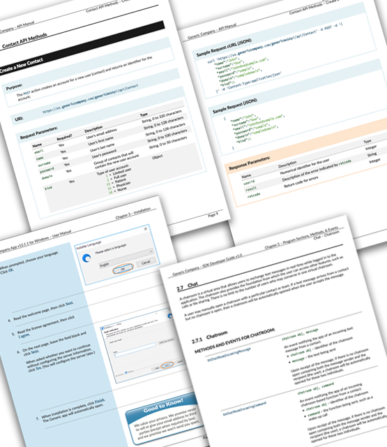 Samples: Software User Manual, API Guide, SDK Guide